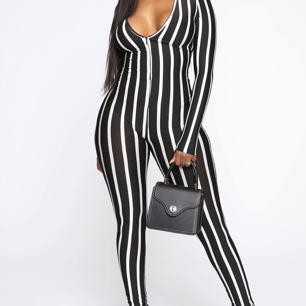 Black & White Stripe Jumpsuit XS
